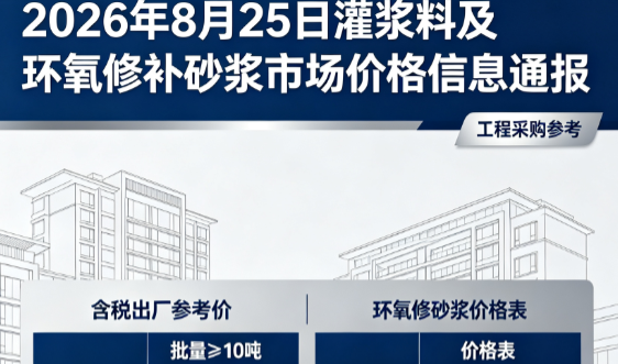 寮步镇2026年8月25日灌浆料及环氧修补砂浆市场价格信息通报
